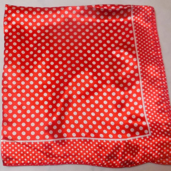 Scarf 19" x 19" Square Satin red polka dot print neckerchief retro - Picture 6 of 7